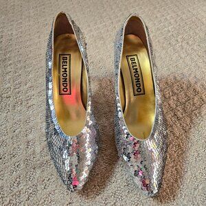 Silver Sequin Pump (Women's Heels) 9M